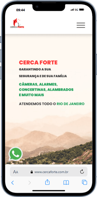 Site da Cerca Forte, empresa de segurança